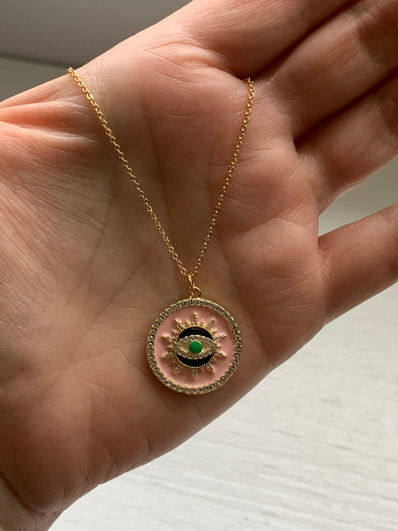 Evil Eye- Pink - Necklace